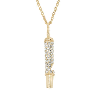 Gold Whistle Necklace with Crystals