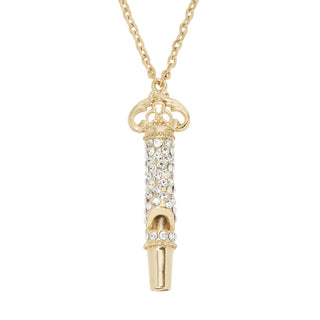 Gold Whistle Necklace with Crystals