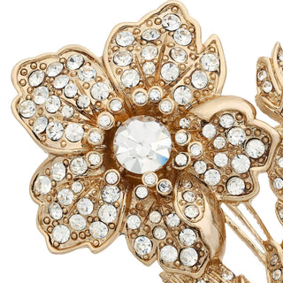 18K Gold Pavé Crystal Rose Brooch