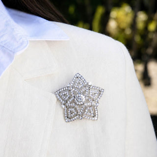 Silver Pavé Crystal Star Brooch