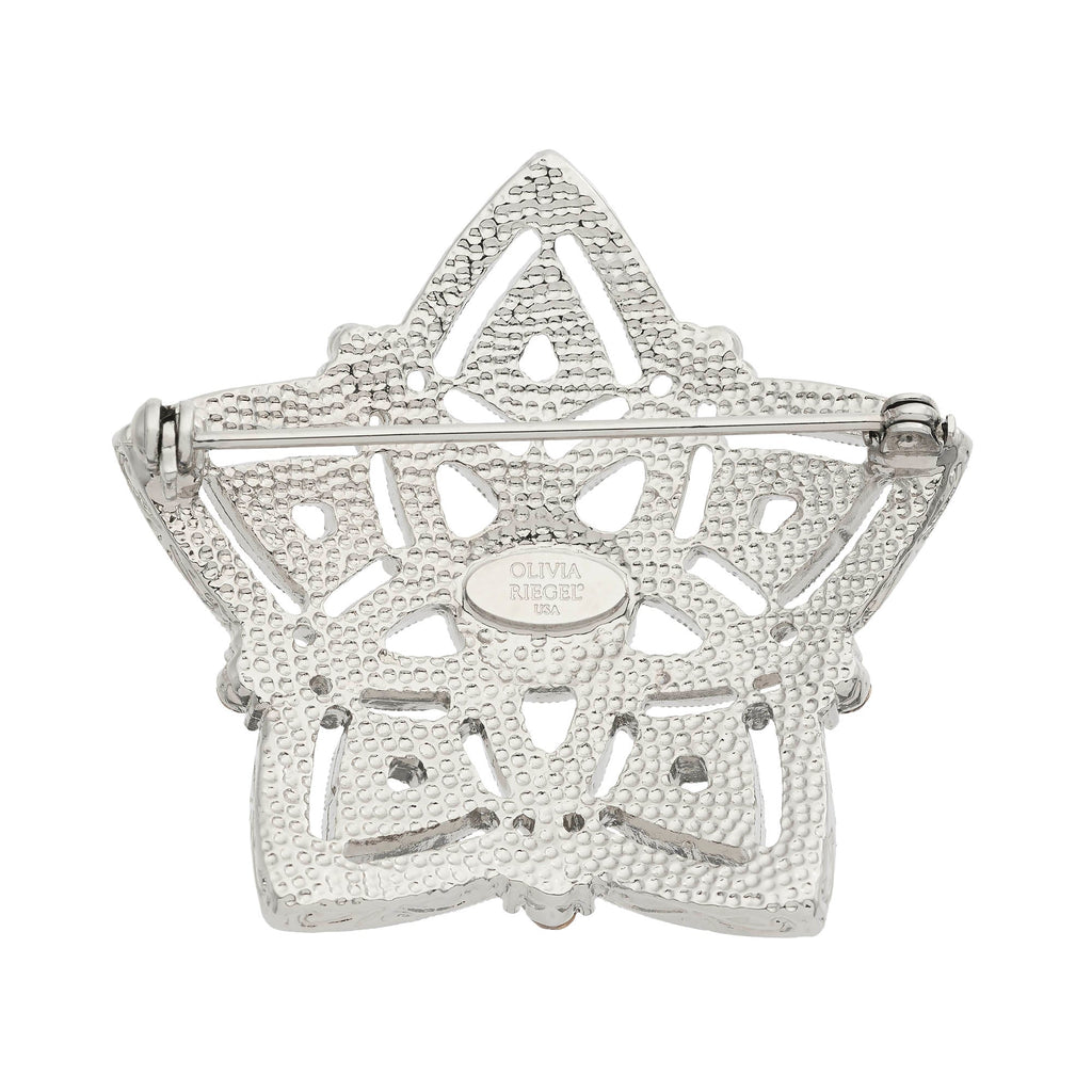 Silver Pavé Crystal Star Brooch