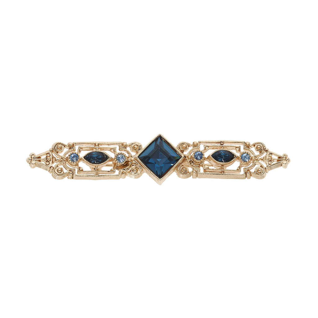 Bar Brooch with Sapphire Crystals