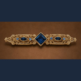Bar Brooch with Sapphire Crystals