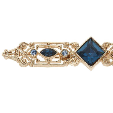 Bar Brooch with Sapphire Crystals