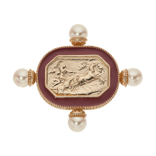 Byzantine Revival Gold Intaglio Brooch with Pearls