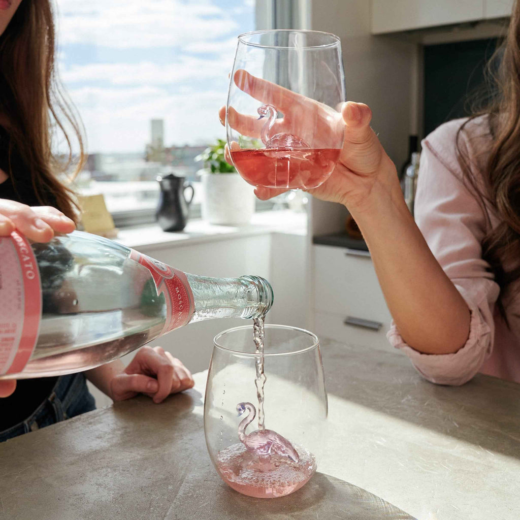 3D Pink Flamingo Stemless Wine Glasses – Set of 2