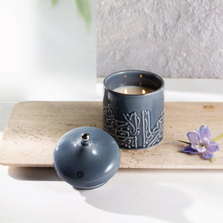 Jiwar -  Medium Candle| Minty Wood - Haze Blue & Silver