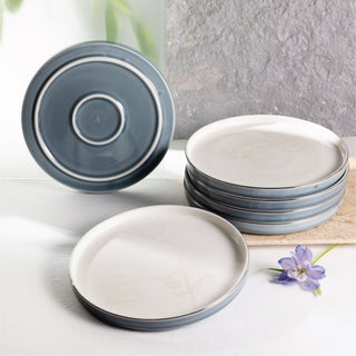 Jiwar Dessert Serving Plates Haze Blue & Silver | Elegant Serveware