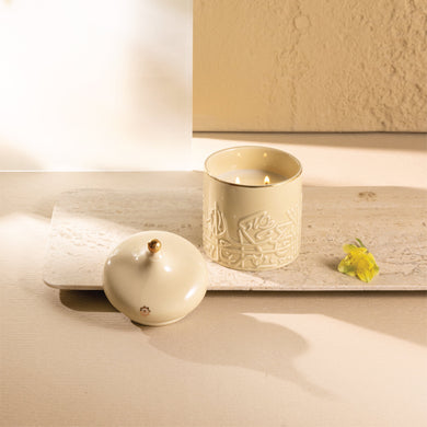Jiwar Medium Candle Citrus Bloom – Ivory & Gold | Luxury Home Fragrance