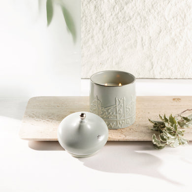 Jiwar Medium Candle Sea Rose – Mint Green & Silver | Elegant Home Décor