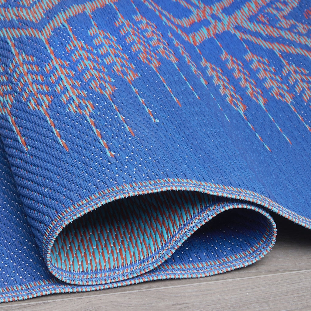 Jodhpur Multi Blue Boho Reversible Outdoor Patio Rug