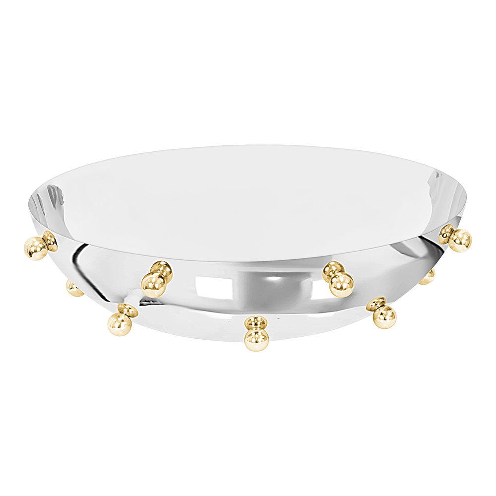 Stainless Steel Bowl With Gold Balls