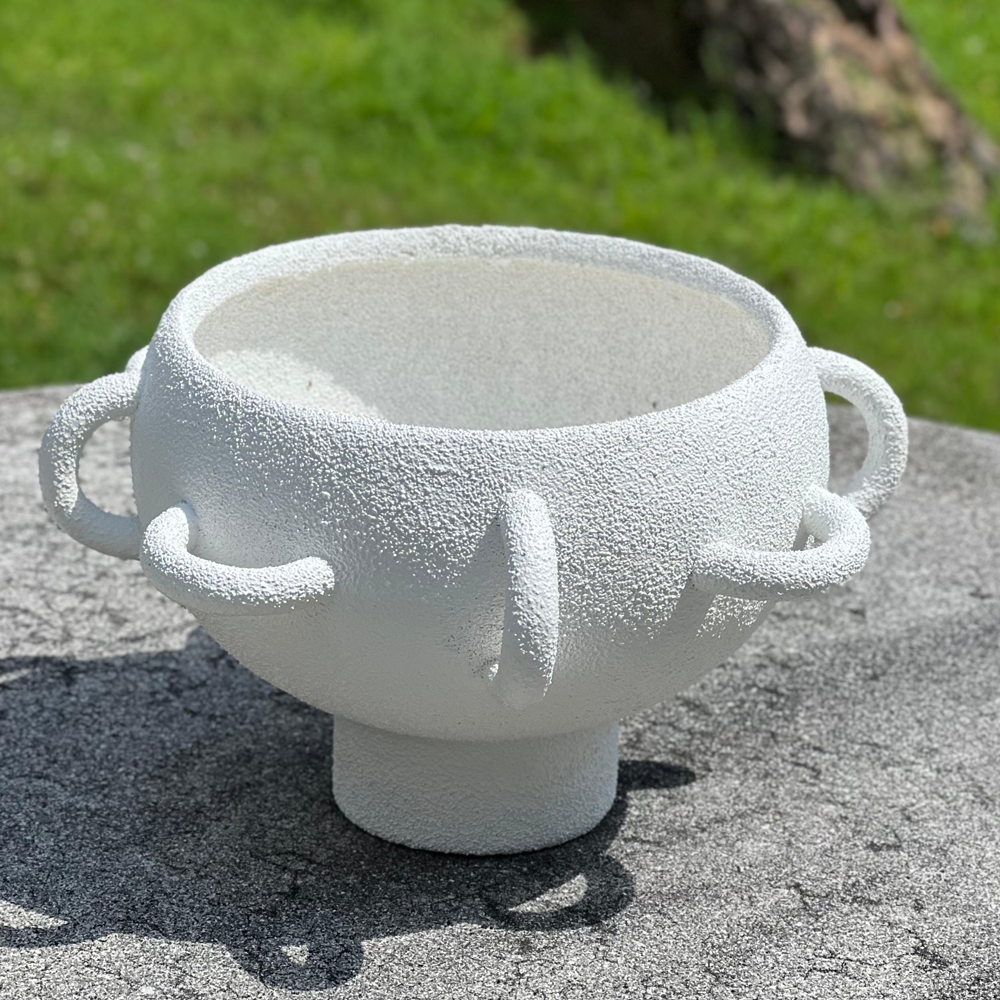 Textured Porcelain Vase with Unique Handles