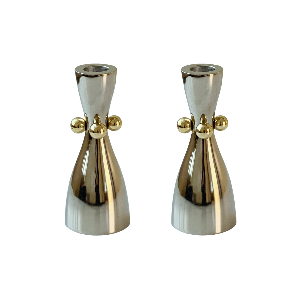 Stainless Steel Candle Holders with Gold Balls
