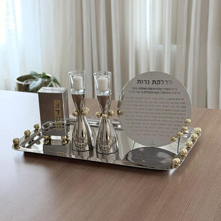 Stainless Steel Serving Tray with Gold Balls