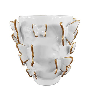 Porcelain Vase with Gold Accented Butterflies Large