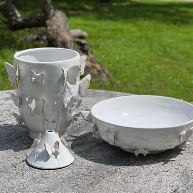 Porcelain Vase with Gold Accented Butterflies Large