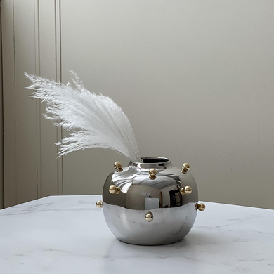 Stainless Steel Vase With Gold Balls Small