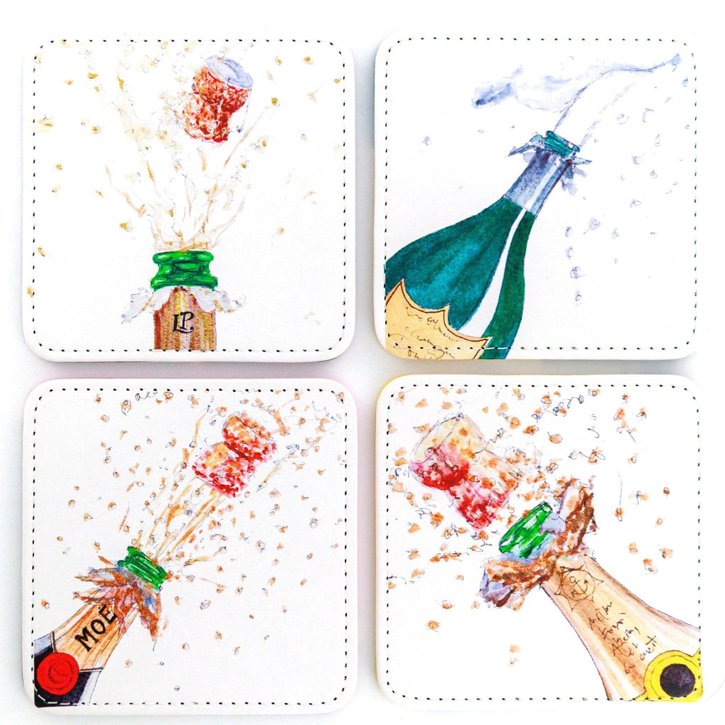 Bubbly Time Champagne Coasters – Set of 4