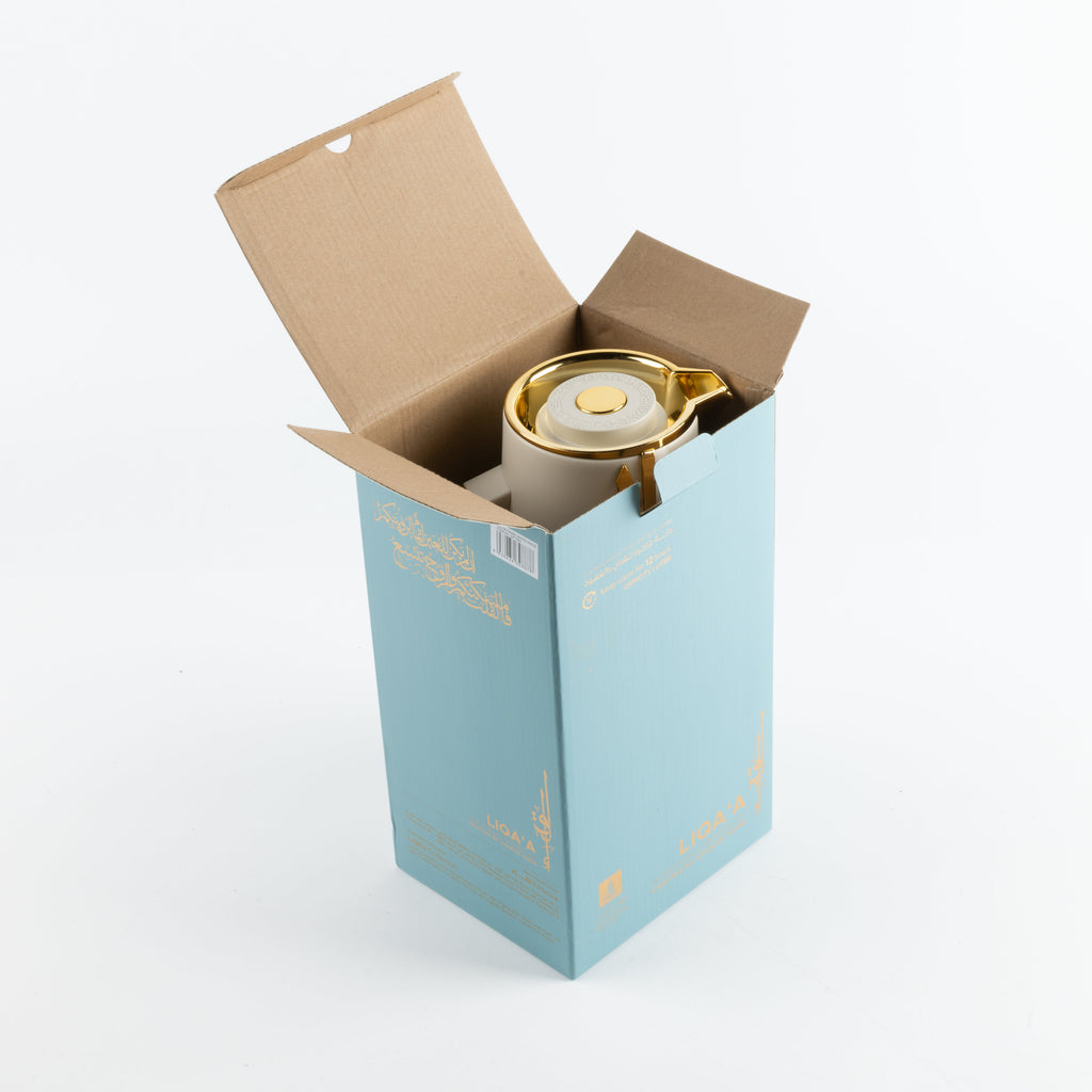 Liqaa Vacuum Flask Thermos – Beige & Gold, Premium Insulated Water Bottle