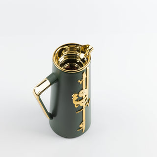 Liqaa Vacuum Flask Thermos – Olive Green & Gold, Double-Wall Stainless Steel Flask