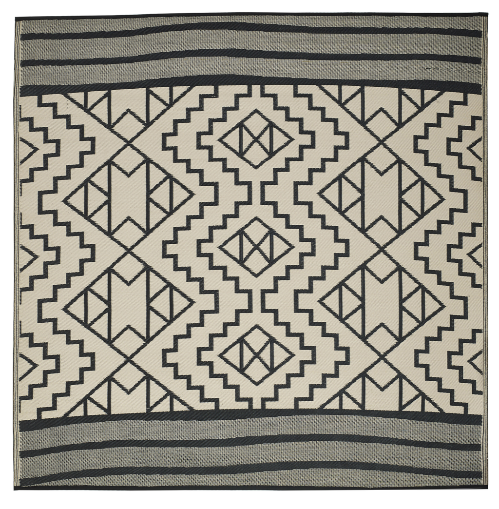 Kilimanjaro Black Boho Reversible Outdoor Patio Rug