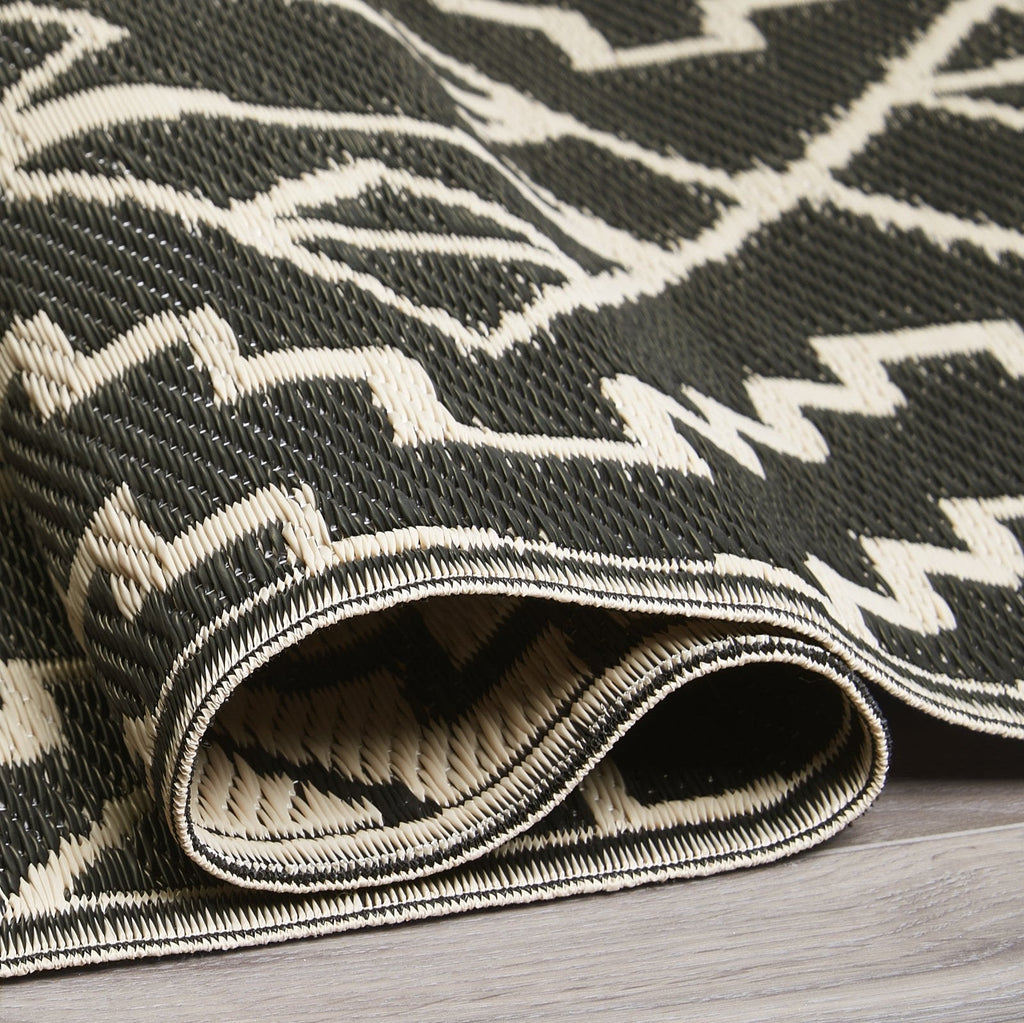 Kilimanjaro Black Boho Reversible Outdoor Patio Rug