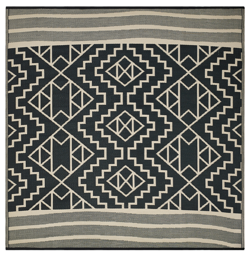 Kilimanjaro Black Boho Reversible Outdoor Patio Rug