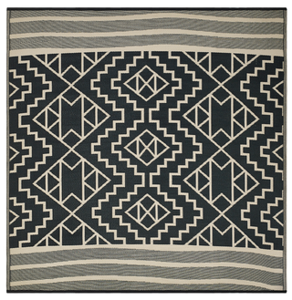 Kilimanjaro Black Boho Reversible Outdoor Patio Rug