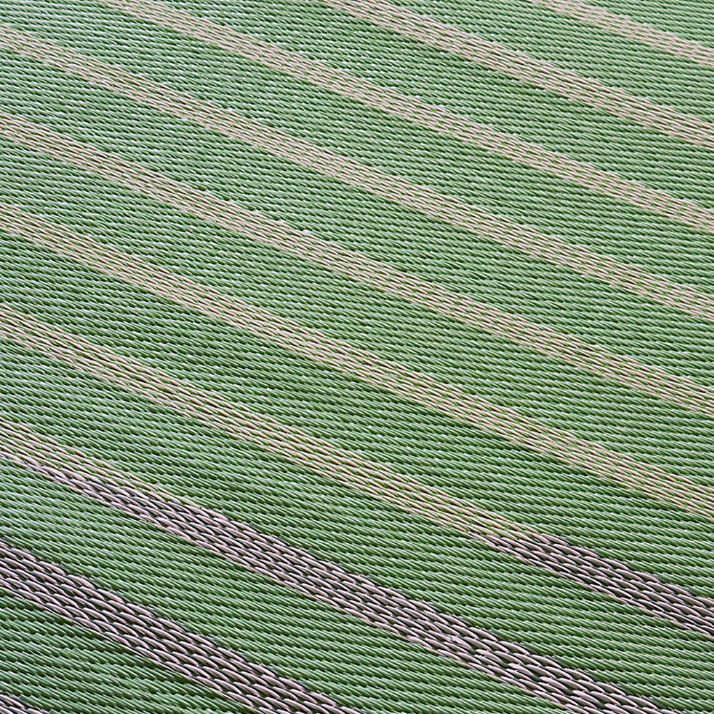 Kyoto Green Striped Reversible Outdoor Patio Rug