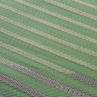 Kyoto Green Striped Reversible Outdoor Patio Rug