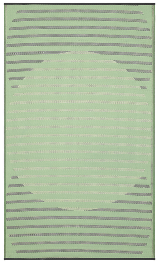 Kyoto Green Striped Reversible Outdoor Patio Rug