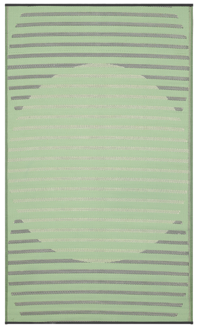 Kyoto Green Striped Reversible Outdoor Patio Rug