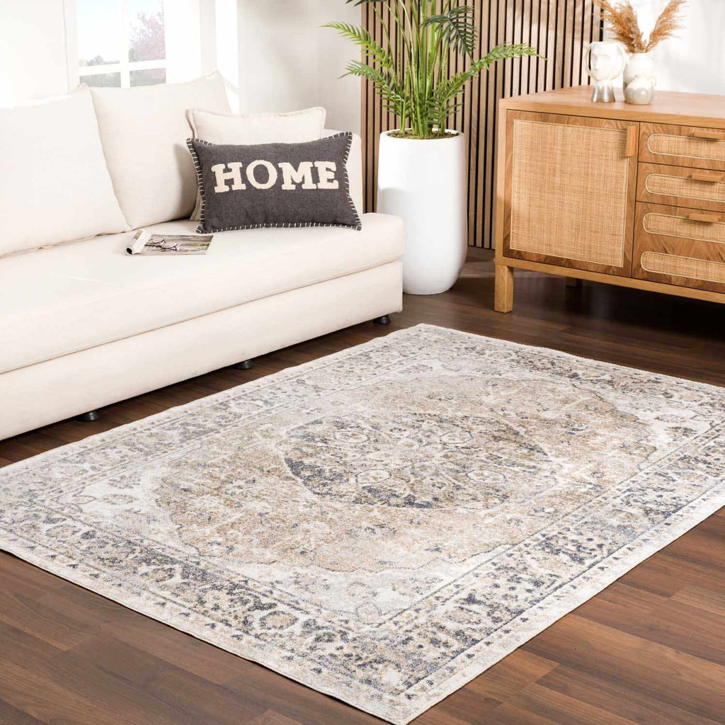 Rudo Beige Flat Pile Washable Rug – Stylish Neutral Living Room Carpet