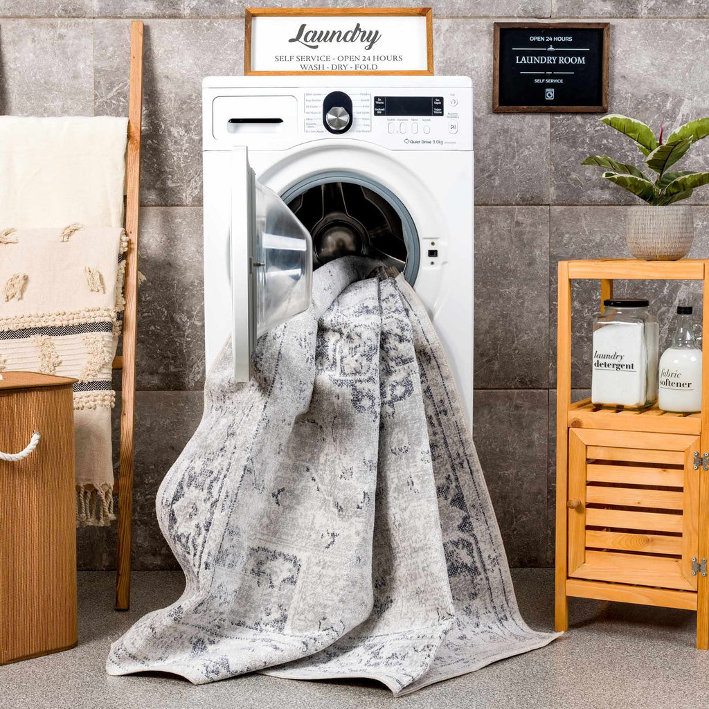 Akram Antrasit Flat Pile Washable Rug – Low Maintenance Modern Rug