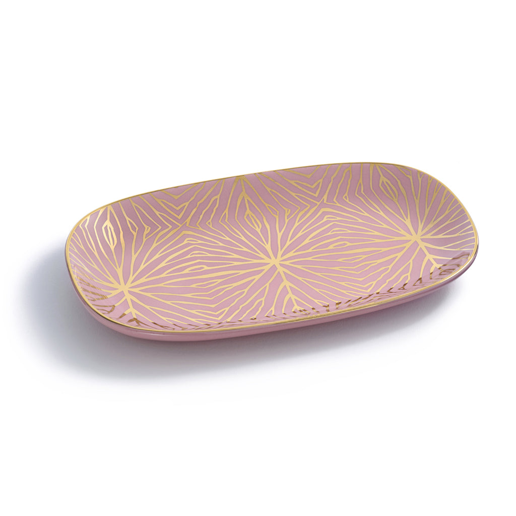 Talianna Lily Pad Pink & Gold Catchall Tray – 24K Gold Accent in Limited Edition