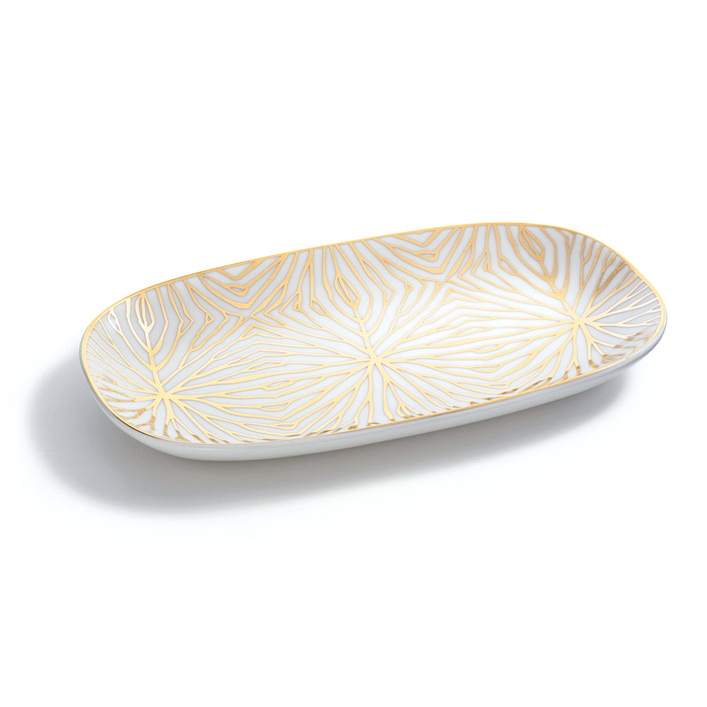 Talianna Lily Pad White & Gold Catchall Tray – 24K Gold Accent in Limited Edition