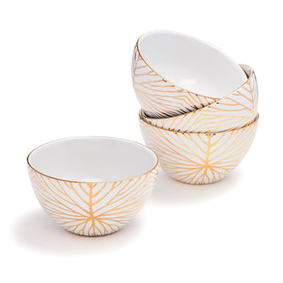 Talianna Lily Pad Bowls, White & Gold, Set of 4