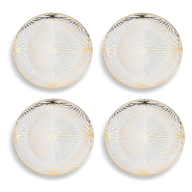 Talianna Lily Pad Plates, White & Gold, Set of 4