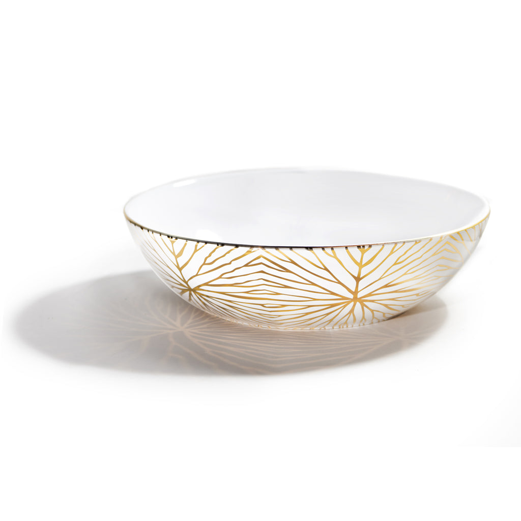 Talianna Lily Pad Serving Bowl, White & Gold