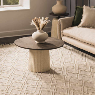 Ramsbury Beige Trellis Wool Rug – Premium Soft Wool Area Carpet
