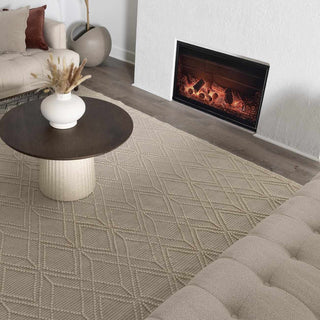 Ramsbury Beige Trellis Wool Rug – Premium Soft Wool Area Carpet