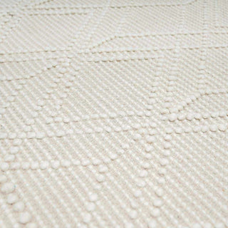 Ramsbury Beige Trellis Wool Rug – Premium Soft Wool Area Carpet