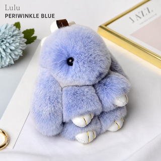 Bunny Lulu Rex Fur Key Chain Gift Set with Vintage Tin or Drawstring Bag