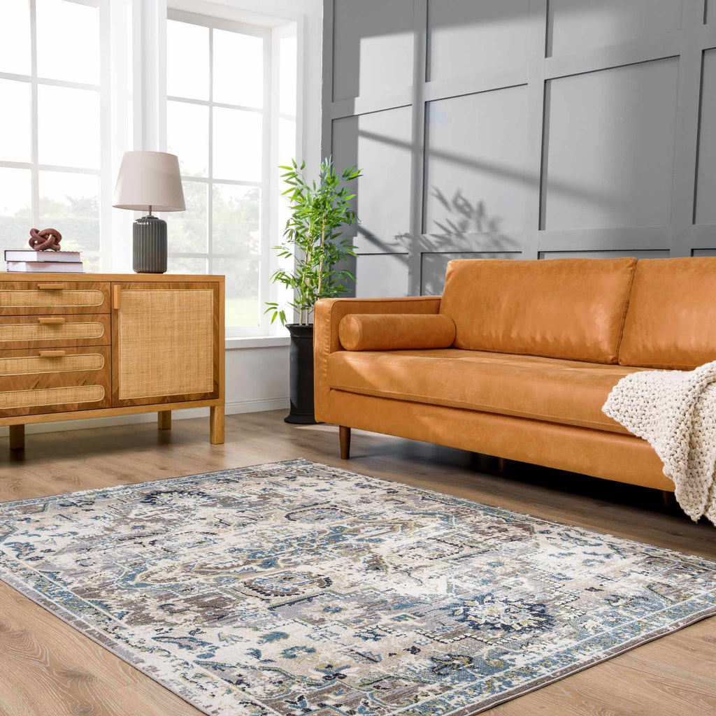 Cabacungan Gray Blue Washable Area Rug – Contemporary Living Room Carpet