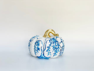 Hand-Painted Chinoiserie Ceramic Pumpkins – Three Sizes or Set