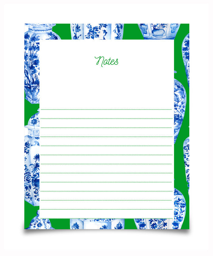 Large Green Chinoiserie Ginger Jar Notepad