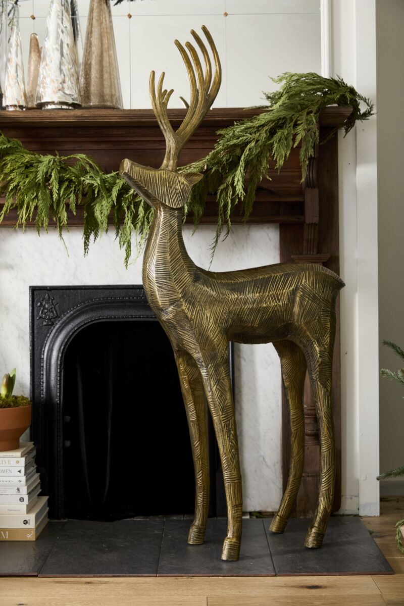 Grace and Grandeur: Antique Gold Standing & Sitting Prancer Statue