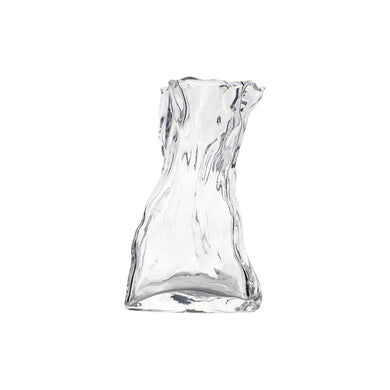 Le Sack Small Glass Vase – Modern Decorative Clear Glass Vase