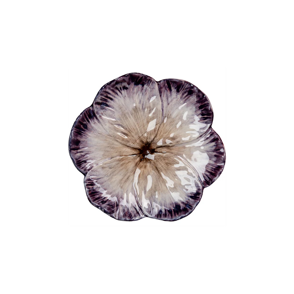 Elisabetta Flower Dessert Plate – Hand-Painted Ceramic Plate in Lilac, Blue, Green, Pink, Orange & Yellow